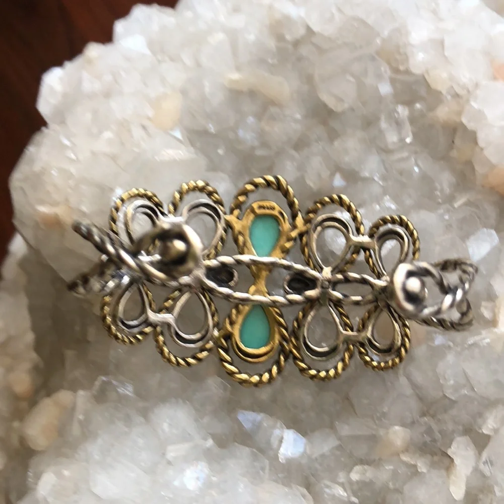 NWOT Carolyn Pollack American West Sterling Silver Brass Turquoise Bracelet Boho